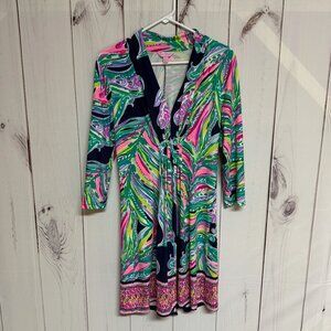 Lilly Pulitzer Margate Dress M Bright Navy “Don’t Leave Me Hanging” EUC